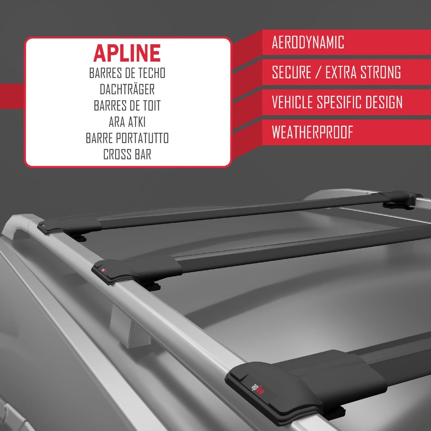 Compatible avec Mercedes Classe GL (X164) 2006-2012 FLY Model Barres de Toit Railing Porte-Bagages de Voiture Noir Aluminium 3 Barres