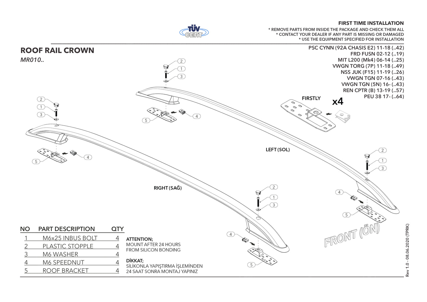 Dakrails Compatible met Ford Fusion 2002-2012 (Korte Wielbasis L1/H1) Dakdrager Bagagedrager (Zelfklevend Model) Zwart