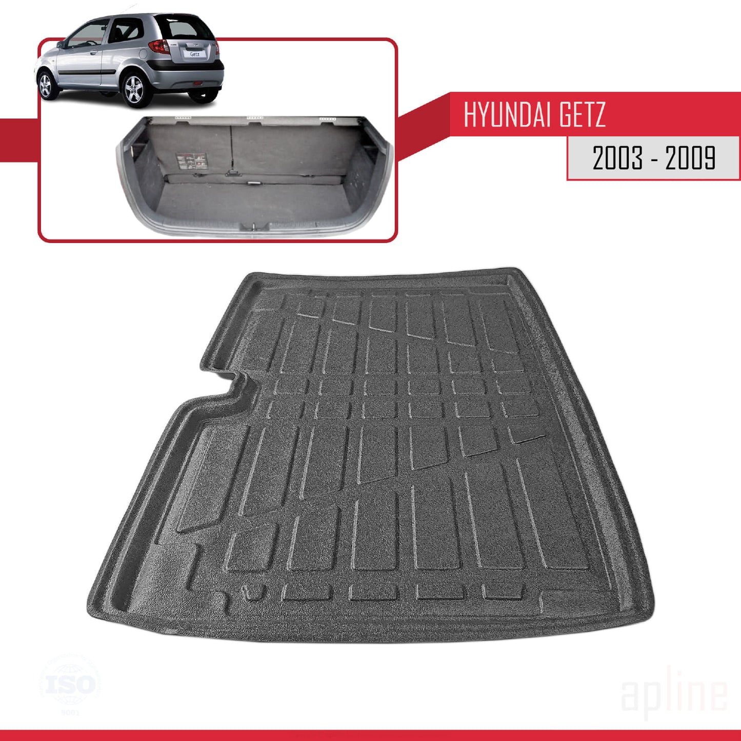 Tronco Alfombra De Carga para Hyundai Getz 2003-2016 Flexible Bandeja Maletero Trasero NEGRO