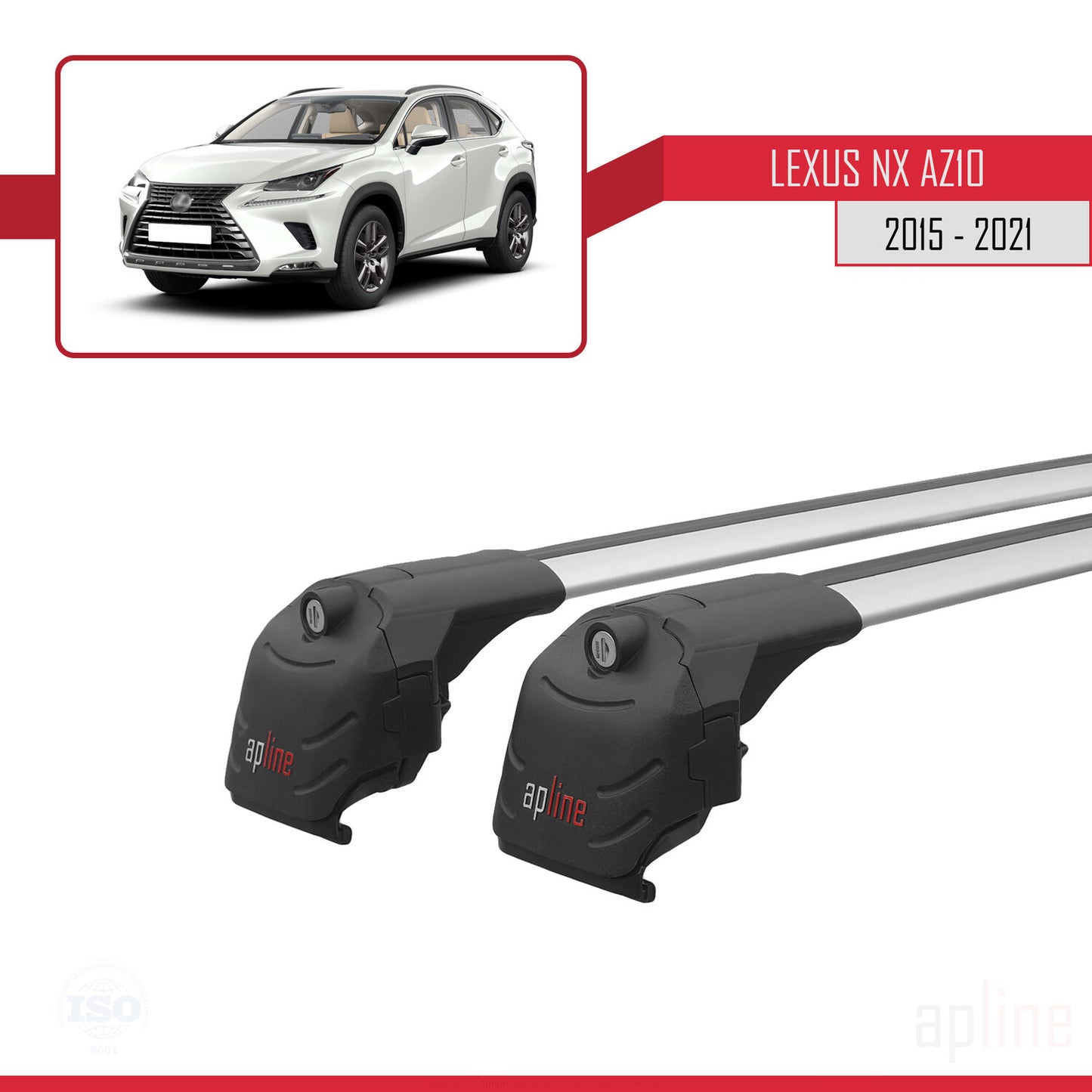 Compatible avec Lexus NX (AZ10) 2015-2021 ACE-2 Barres de Toit Railing Porte-Bagages de Voiture Gris Aluminium 2 Barres