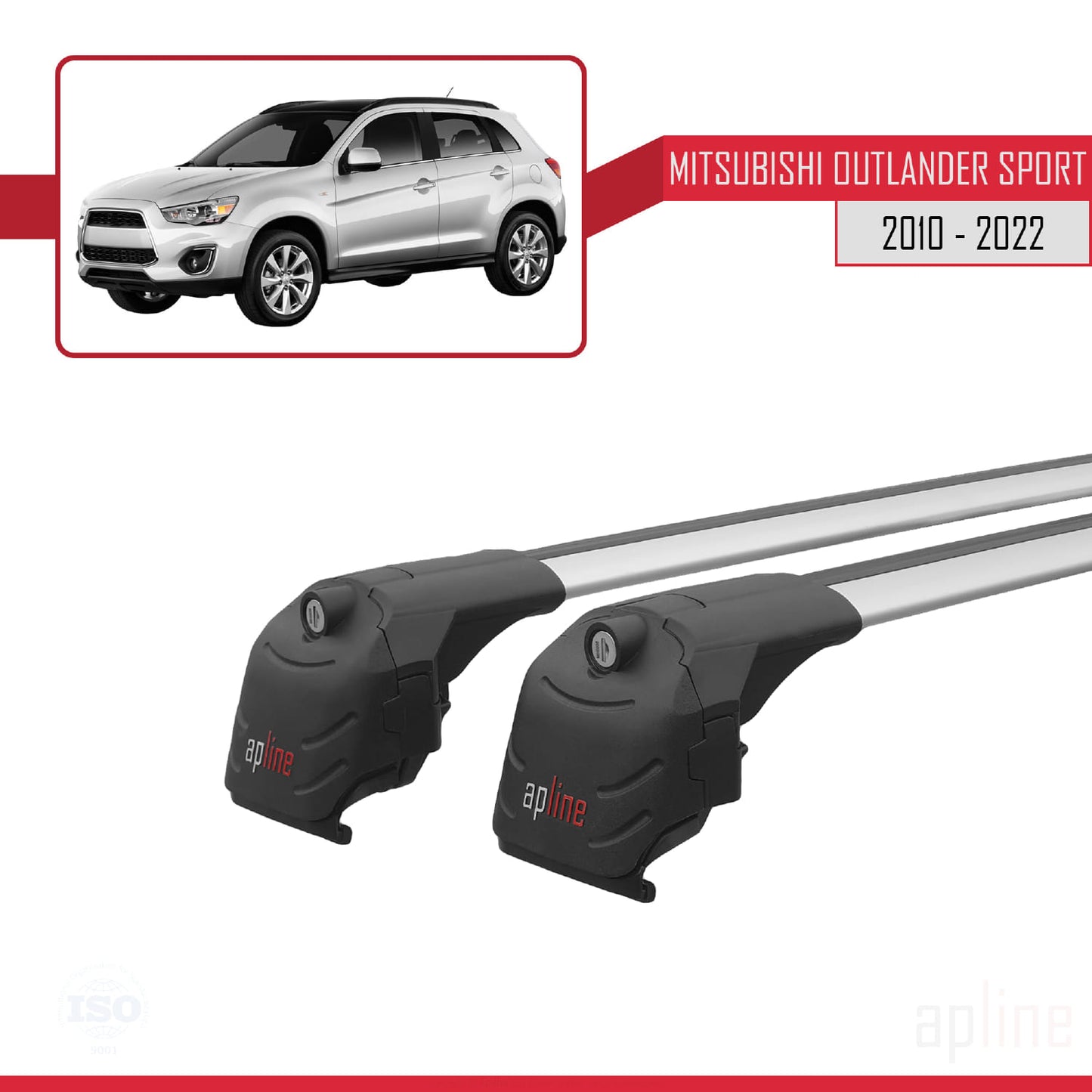 Kompatibel mit Mitsubishi Outlander Sport (GA) 2010-2022 ACE-2 Relingträger Dachträger Auto Gepäckträger Grau Aluminium 2 Stangen