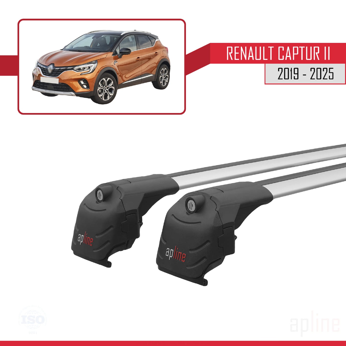 ACE-2 Dakdrager bagagedrager compatibel met Renault Captur 2 2019-2025 Spoorstaven Grijs Aluminium 2 Staven