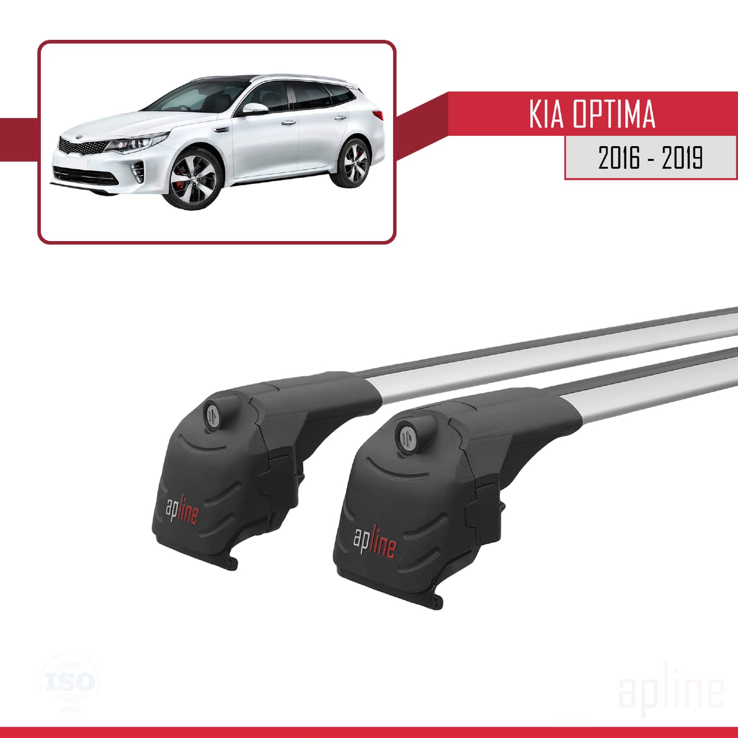Compatible con Kia Optima (JF) Familiar 2016-2019 ACE-2 Barras de Techo Auto Portaequipajes Barras Transversales Gris Aluminio 2 Barras