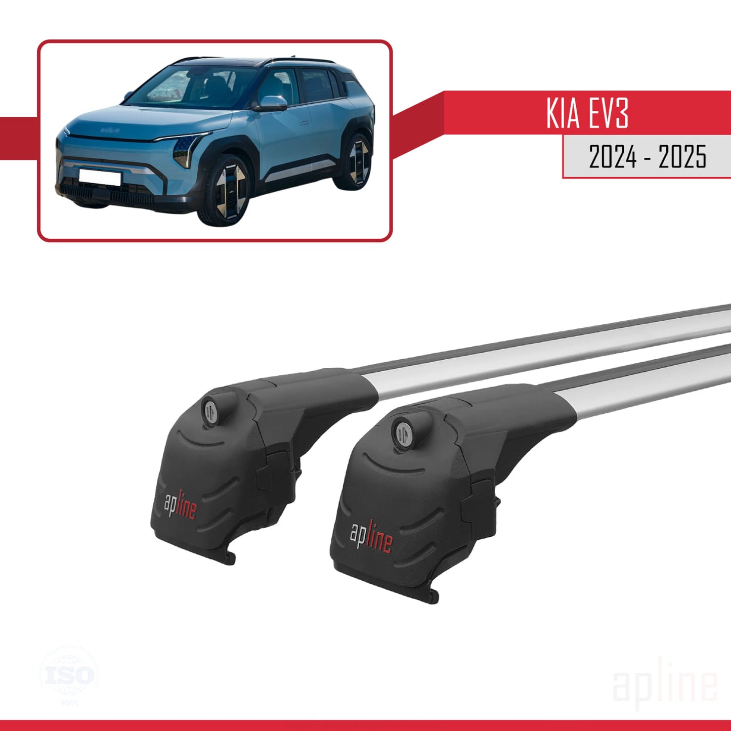 Compatible con Kia EV3 2024-2025 ACE-2 Barras de Techo Auto Portaequipajes Barras Transversales Gris Aluminio 2 Barras
