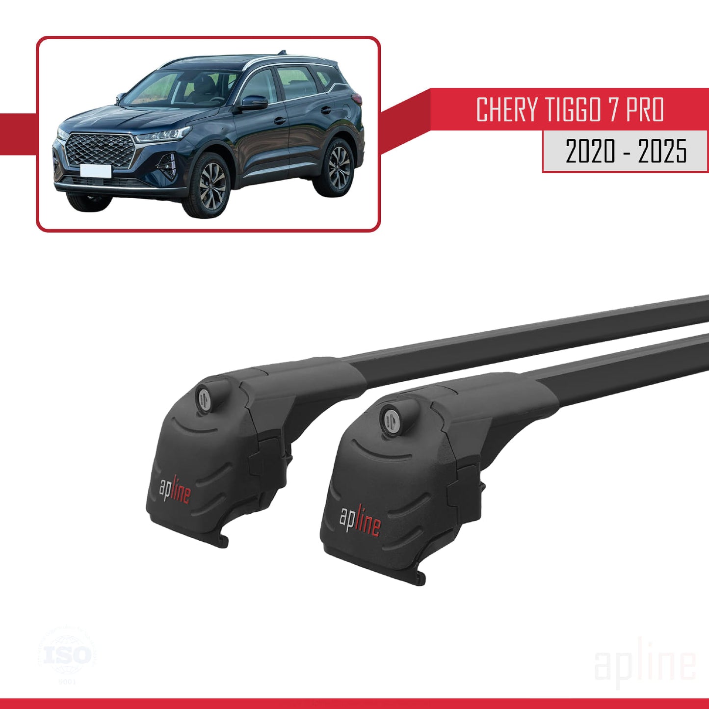 Compatibile con Chery Tiggo 7 (T15) Pro 2020-2025 ACE-2 Barre Tetto Portapacchi Auto Barre Portatutto Nero Alluminio 2 Barre