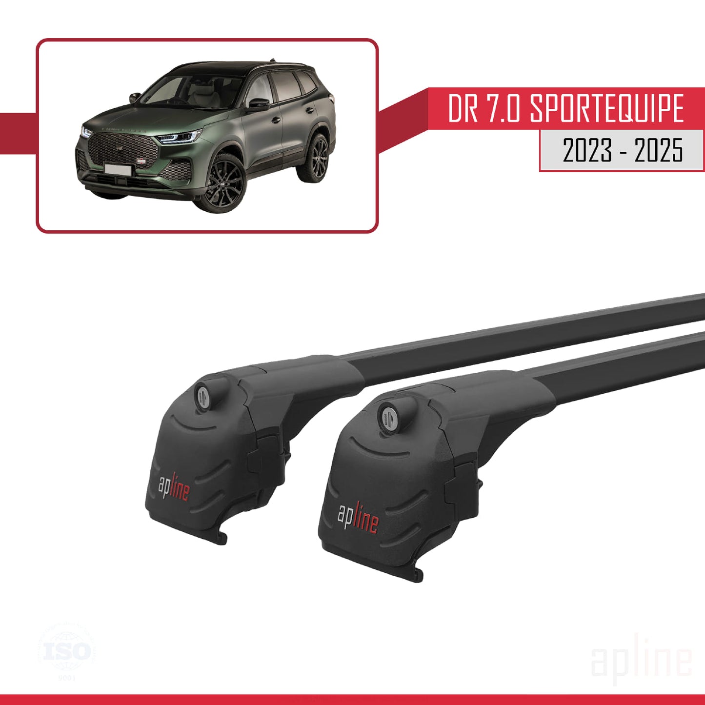 Compatible con DR 7.0 Sportequipe 7 (It) 2023-2025 ACE-2 Barras de Techo Auto Portaequipajes Barras Transversales Negro Aluminio 2 Barras