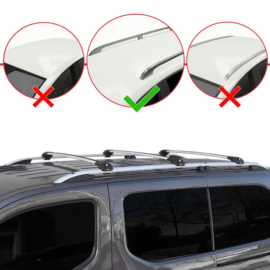 Compatible avec Vauxhall Combo E Life 2019-2022 ACE-1 Barres de Toit Railing Porte-Bagages de Voiture Gris Aluminium 3 Barres