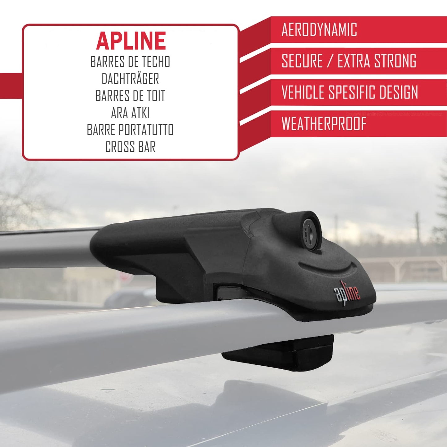 Compatible with Citroen C5 Aircross 2018-2025 ACE-1 Car Roof Rack Cross Bar Grey Aluminium 3 Bars