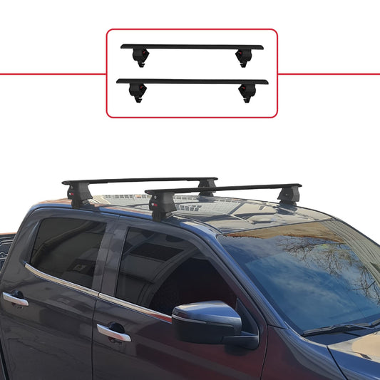 Compatible con Isuzu D-Max 3 (RG01) 2020-2025 ACE-4 Barras de Techo Auto Portaequipajes Barras Transversales Negro Aluminio 2 Barras