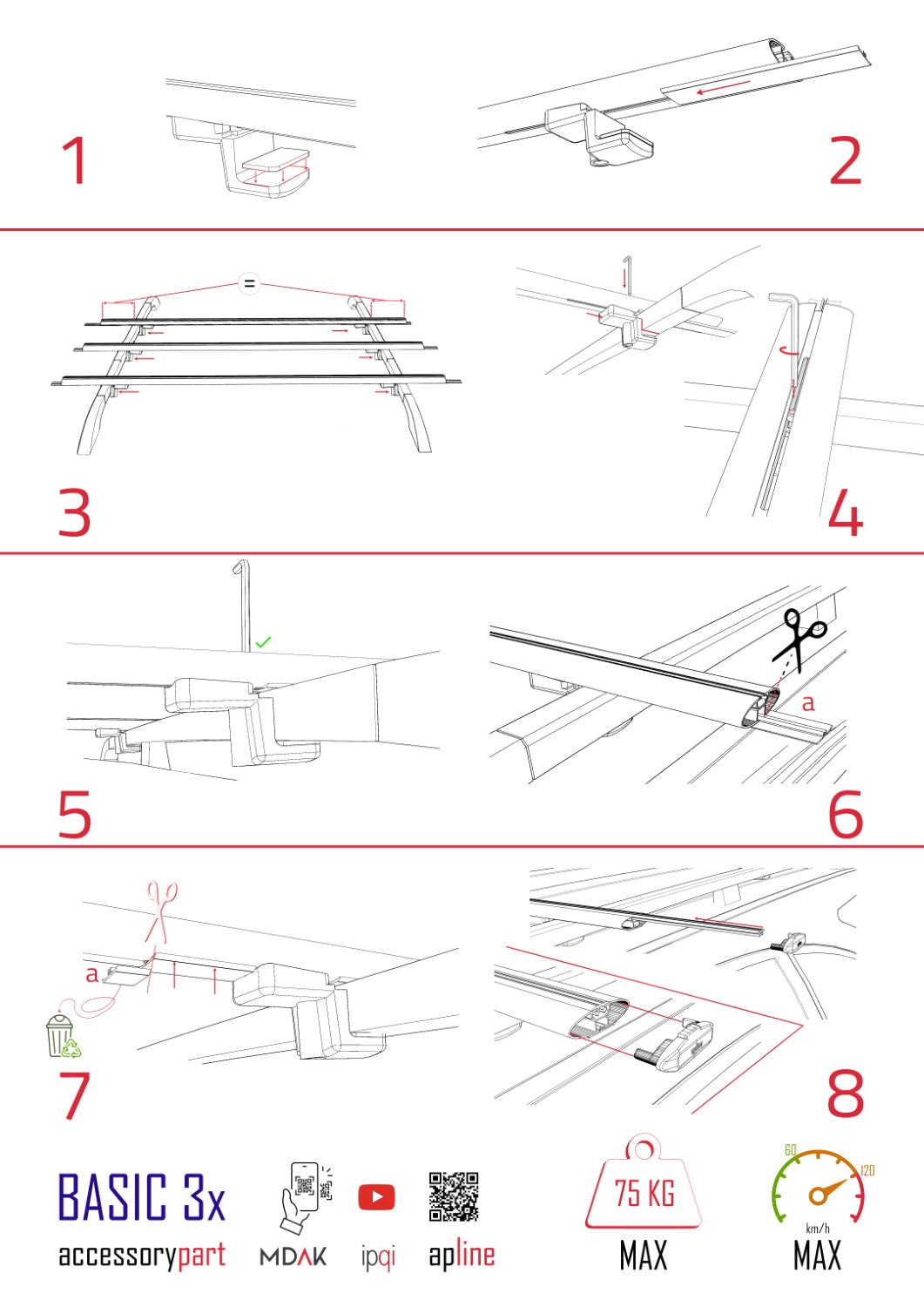 Compatible avec Mercedes Metris (W447) 2014-2025 BASIC Model Barres de Toit Railing Porte-Bagages de Voiture Noir Aluminium 3 Barres