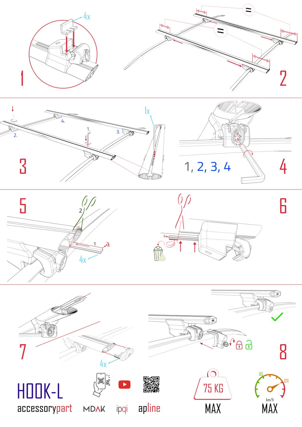 Compatibile con A4 (B8) Avant 2008-2015 HOOK Model Barre Tetto Portapacchi Auto Barre Portatutto Nero Alluminio 2 Barre