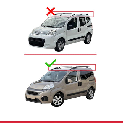 Compatible avec Fiat Fiorino (Modèle Tubulaire) 2008-2025 FLY Model Barres de Toit Railing Porte-Bagages de Voiture Gris Aluminium 4 Barres