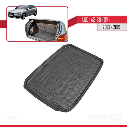 Compatibile con A3 (8V) Sportback 2013-2020 Flessibile Vasca Baule Piano di Carico Tappetino Bagagliaio Nero