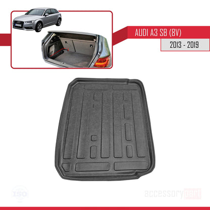 Compatibile con A3 (8V) Sportback 2013-2020 Flessibile Vasca Baule Piano di Carico Tappetino Bagagliaio Nero