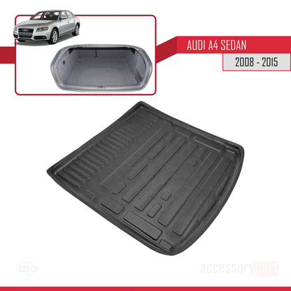 Compatible avec A4 (B8) Berline 2008-2015 Flexible Tapis de Coffre Plancher de Chargement Noir