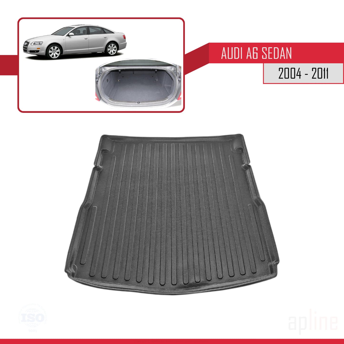 Kompatibel mit A6 (C6) Stufenheck 2004-2011 Flexibel Kofferraumwanne Laderaumwanne Schwarz