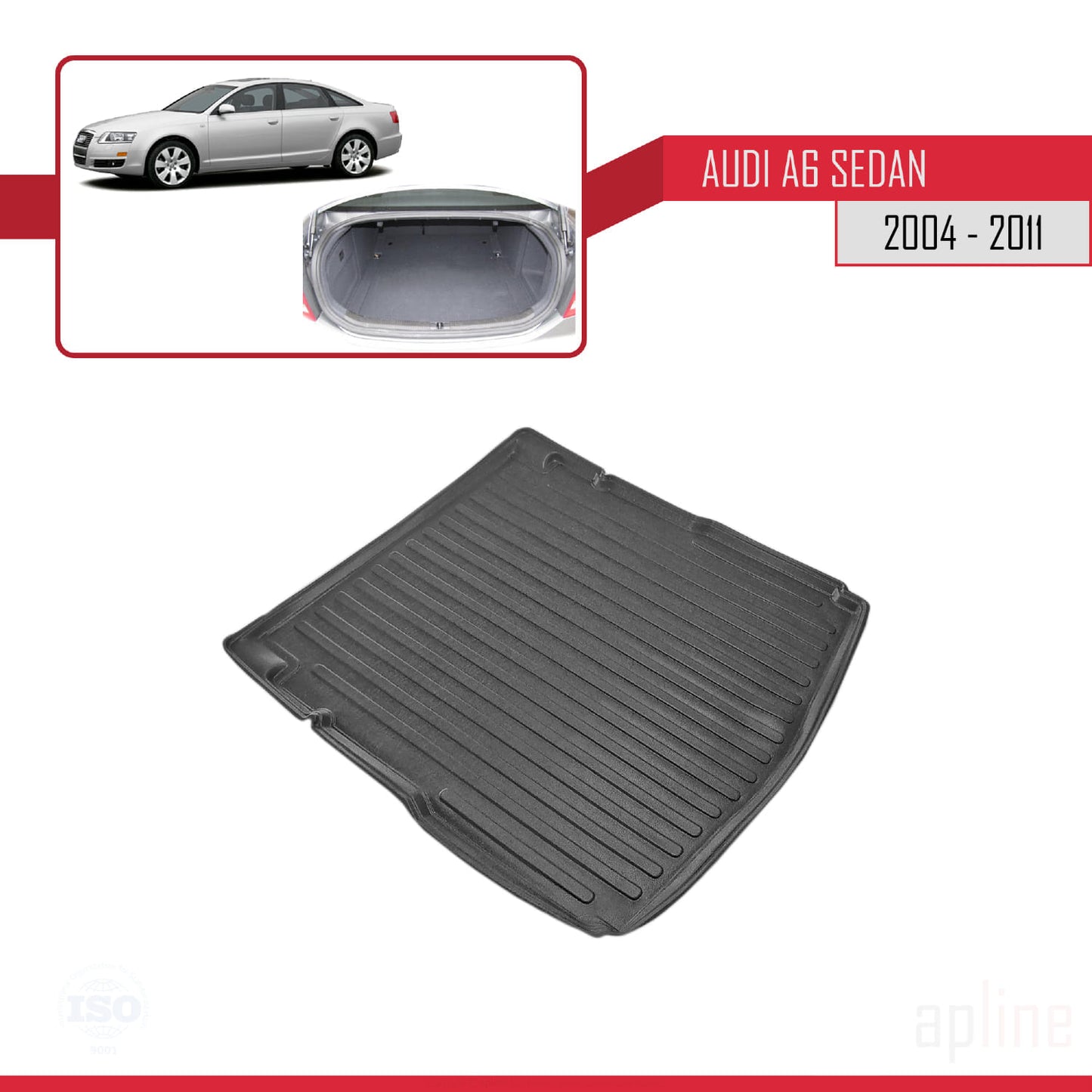 Kompatibel mit A6 (C6) Stufenheck 2004-2011 Flexibel Kofferraumwanne Laderaumwanne Schwarz