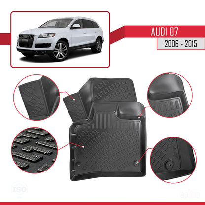 Compatible avec Q7 (4L) 2006-2015 4D Tapis de Voiture Noir