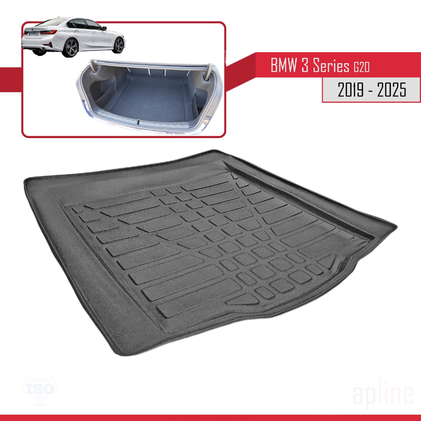 Kompatibel mit BMW 3er Serie (G20) 2019-2025 Flexibel Kofferraumwanne Laderaumwanne Schwarz