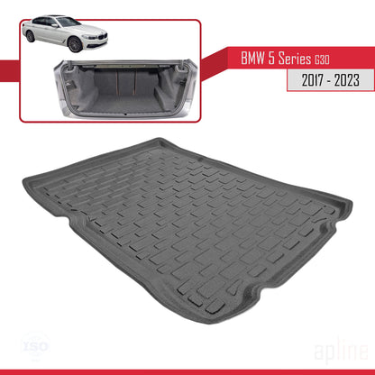 Compatible avec BMW Série 5 (G30) 2017-2023 Flexible Tapis de Coffre Plancher de Chargement Noir