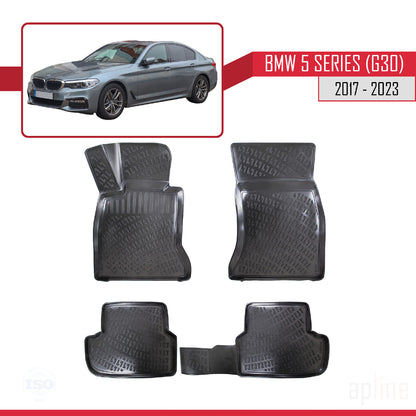 Compatibile con BMW Serie 5 (G30) 2017-2023 4D Tappeti in Gomma Nero