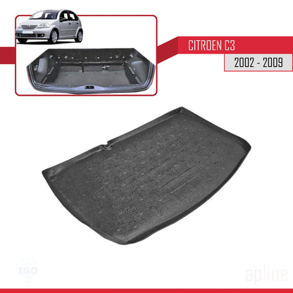 Passend für Citroen C3 (FC/FN) 2002-2009, flexible Kofferraummatte, Ladeboden, schwarz