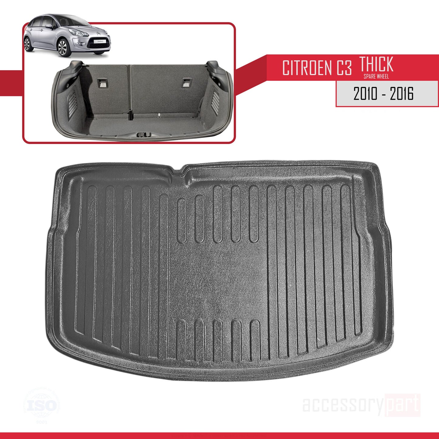 Kompatibel mit Citroen C3 Aircross Based Model 2010-2016 Flexibel Kofferraumwanne Laderaumwanne Schwarz