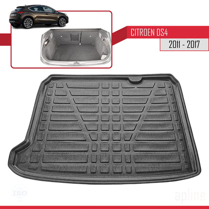 Compatible avec Citroen/DS 4 (NX) 2011-2017 Flexible Tapis de Coffre Plancher de Chargement Noir