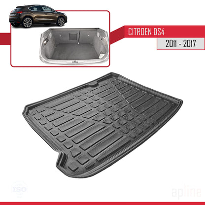 Vasca Baule per Citroen DS4 2012-2017 Flessibile Tappetini Bagagliaio NERO