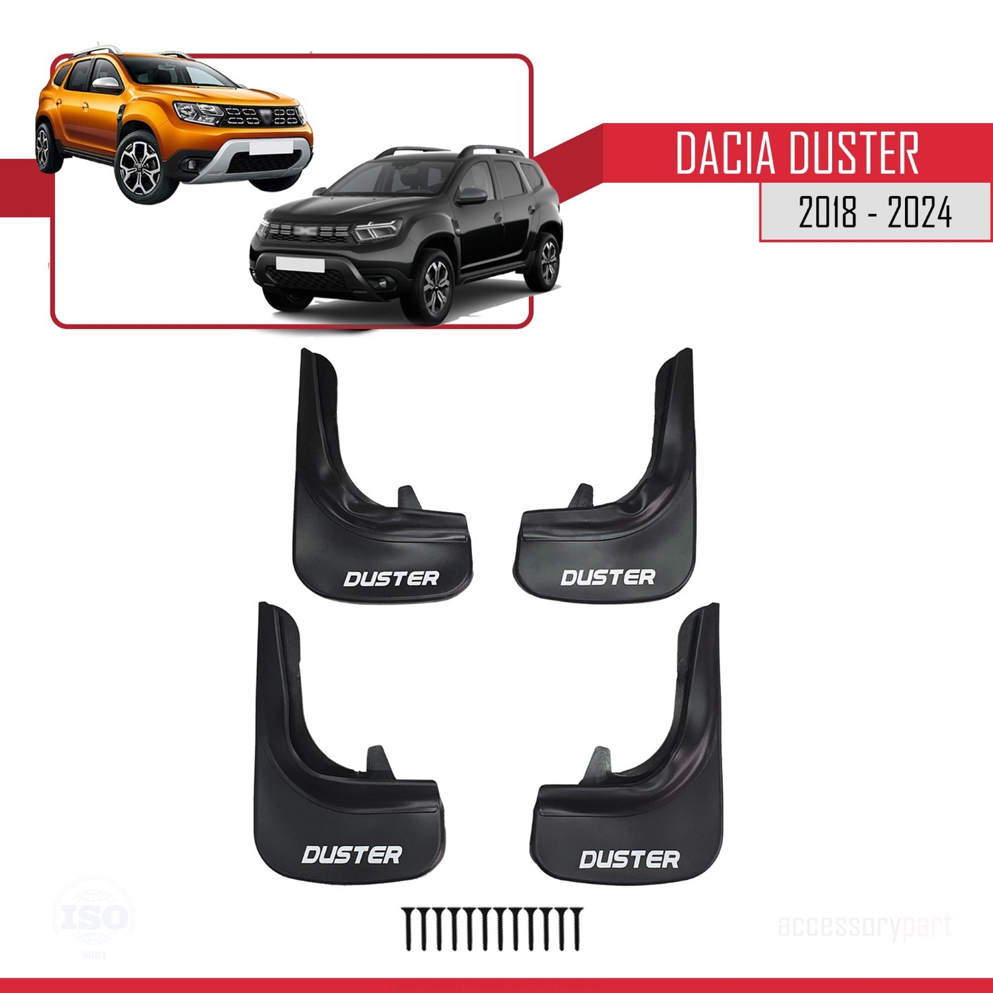 Compatibile con Dacia Duster 2 (HM) 2018-2024 Set di 4 paraspruzzi anteriori e posteriori per auto, neri