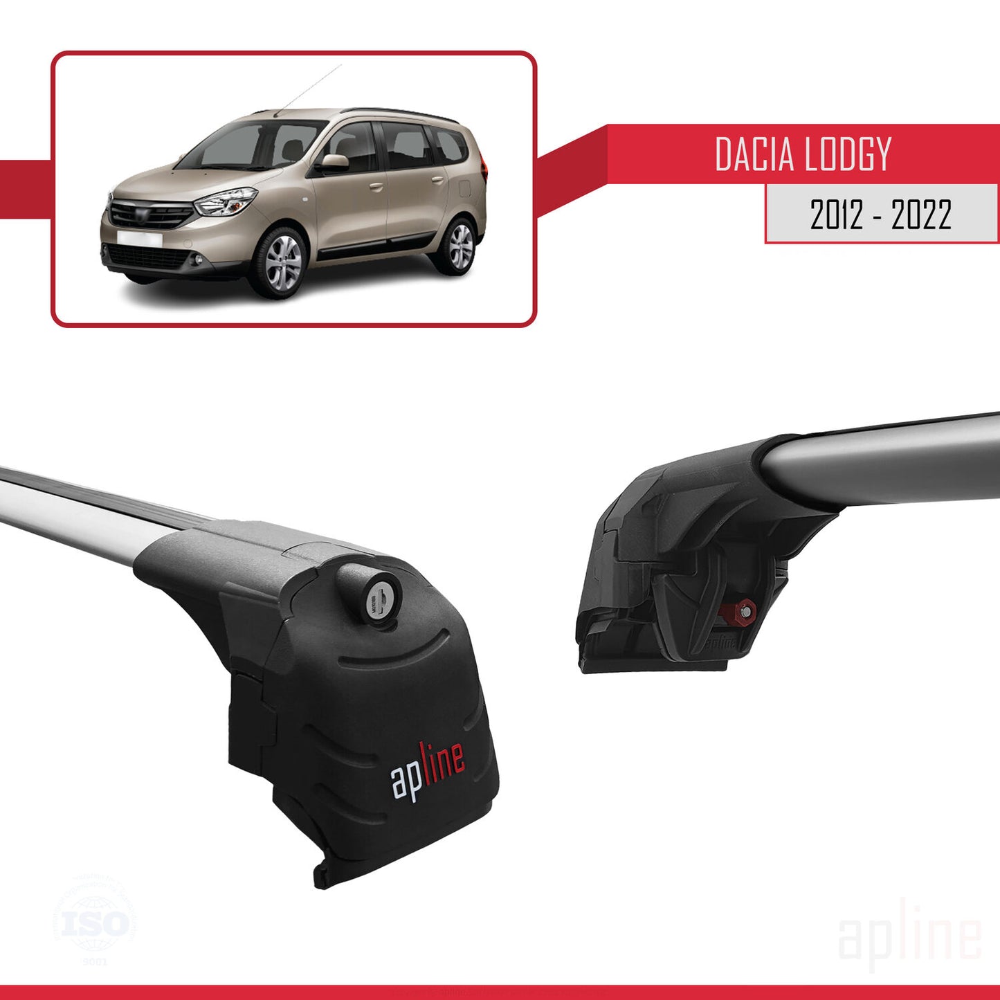 Compatible avec Dacia Lodgy (J92) 2012-2022 ACE-2 Barres de Toit Railing Porte-Bagages de Voiture Gris Aluminium 2 Barres