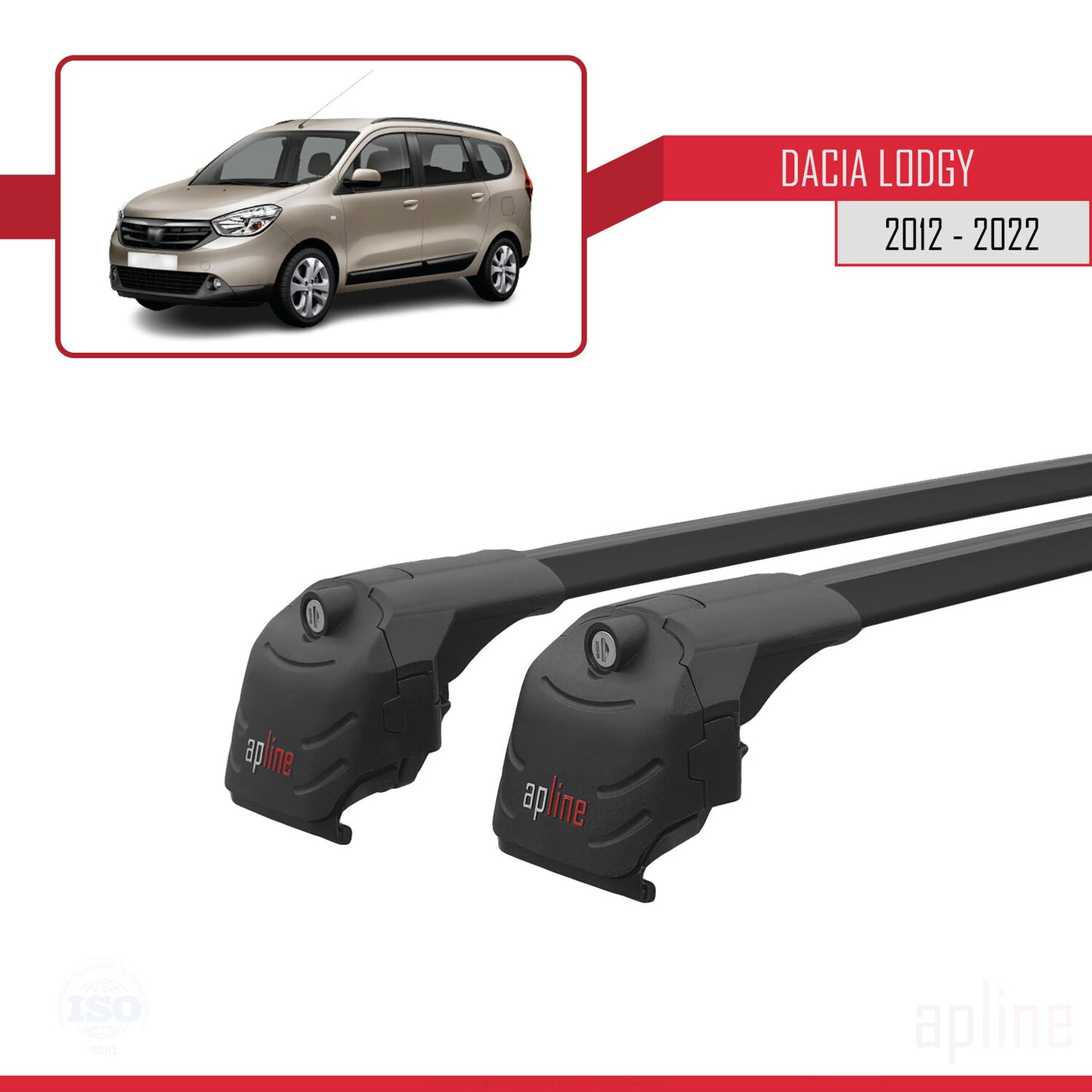 Compatibile con Dacia Lodgy (J92) 2012-2022 ACE-2 Barre Tetto Portapacchi Auto Barre Portatutto Nero Alluminio 2 Barre