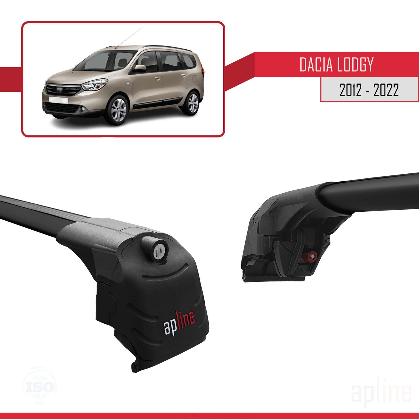 Compatibile con Dacia Lodgy (J92) 2012-2022 ACE-2 Barre Tetto Portapacchi Auto Barre Portatutto Nero Alluminio 2 Barre