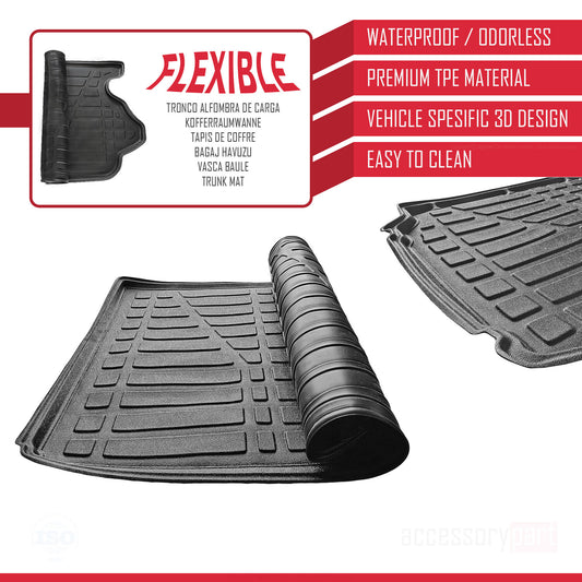 Tapis de Coffre pour Seat Leon 2006-2012 Flexible NOIR