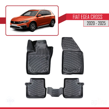 Compatibile con Fiat Egea Cross 2020-2025 4D Tappeti in Gomma Nero