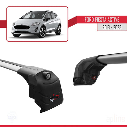 ACE-2 Dakdrager bagagedrager compatibel met Ford Fiesta 7 Active 2018-2023 Spoorstaven Grijs Aluminium 2 Staven