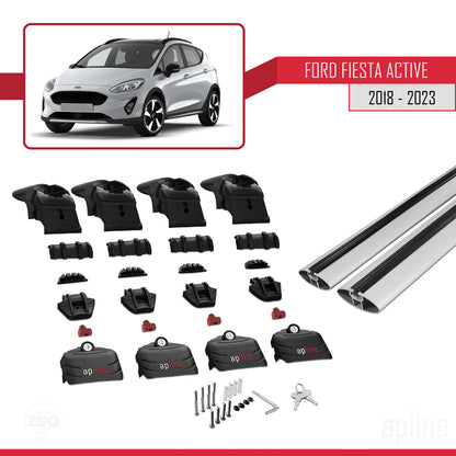 ACE-2 Dakdrager bagagedrager compatibel met Ford Fiesta 7 Active 2018-2023 Spoorstaven Grijs Aluminium 2 Staven