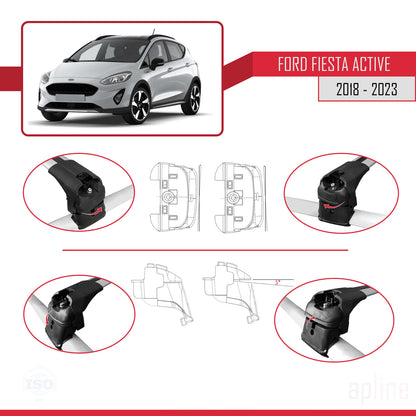 ACE-2 Dakdrager bagagedrager compatibel met Ford Fiesta 7 Active 2018-2023 Spoorstaven Grijs Aluminium 2 Staven