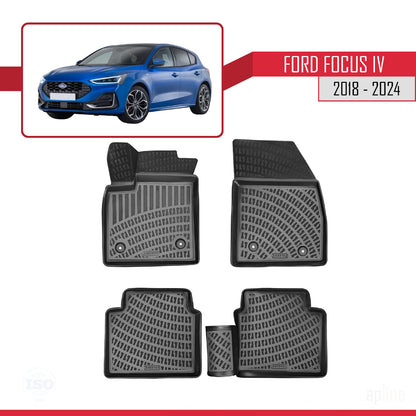Compatibile con Ford Focus 4 (C519) 2018-2025 4D Tappeti in Gomma Nero