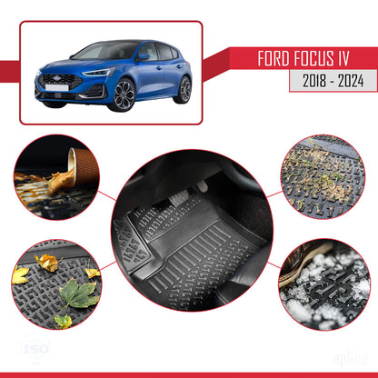 Compatibile con Ford Focus 4 (C519) 2018-2025 4D Tappeti in Gomma Nero