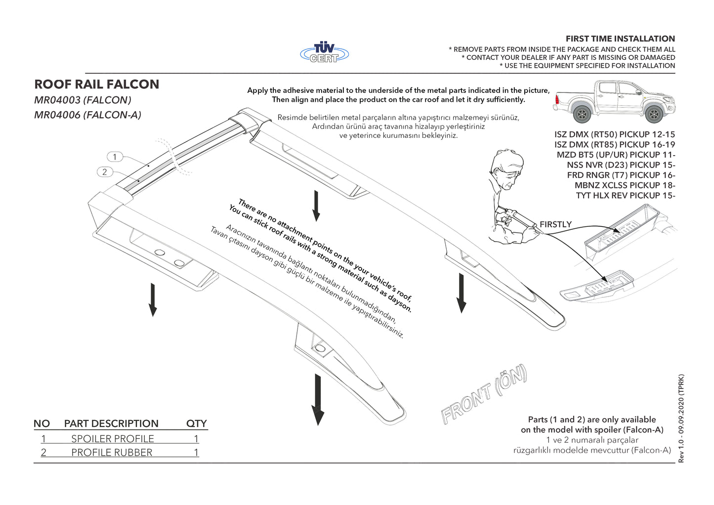 Compatibile con Mitsubishi Triton 4 2006-2014 (Passo Corto L1/H1) Barre sul Tetto Portapacchi sul Tetto (Modello Adesivo) Nero