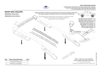 Compatibile con Mitsubishi Triton 4 2006-2014 (Passo Corto L1/H1) Barre sul Tetto Portapacchi sul Tetto (Modello Adesivo) Nero