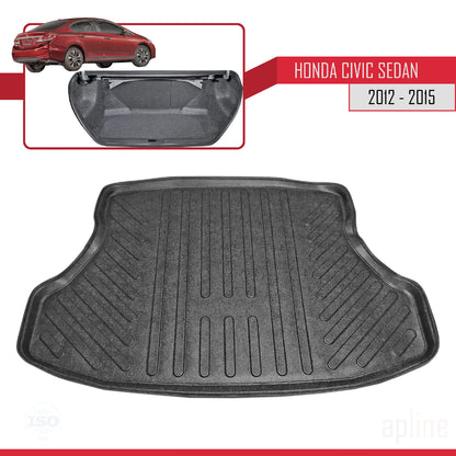 Compatible avec Honda Civic 9 (FB) Berline 2012-2015 Flexible Tapis de Coffre Plancher de Chargement Noir
