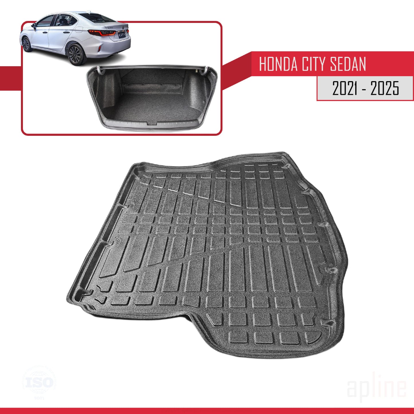 Compatibile con Honda City 2021-2025 Tappetino flessibile per bagagliaio, nero