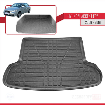 Tapis de Coffre pour Hyundai Accent Era 2006-2016 Flexible NOIR