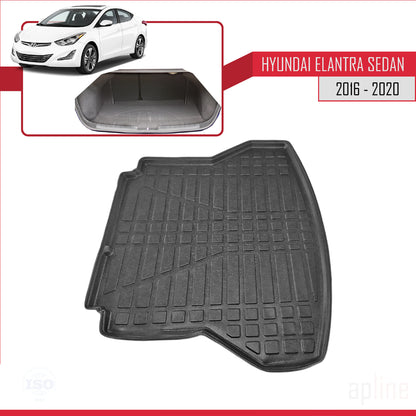 Compatible avec Hyundai Elentra 6 2016-2020 Flexible Tapis de Coffre Plancher de Chargement Noir