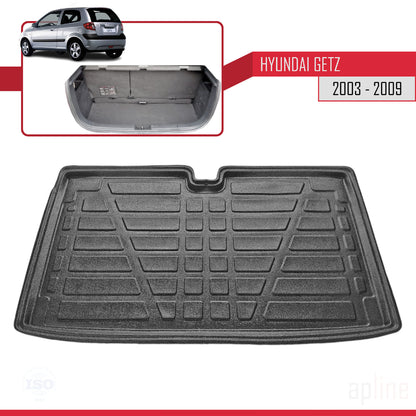 Compatible avec Hyundai Getz 2003-2009 Flexible Tapis de Coffre Plancher de Chargement Noir