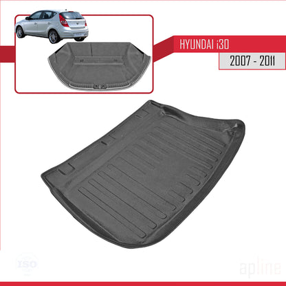 Compatible avec Hyundai i30 (FD) HB 2007-2011 Flexible Tapis de Coffre Plancher de Chargement Noir