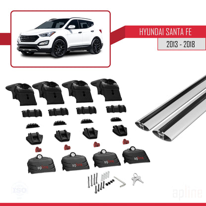 Compatibile con Hyundai Santa Fe 3 (DM) 2013-2018 ACE-2 Barre Tetto Portapacchi Auto Barre Portatutto Grigo Alluminio 2 Barre