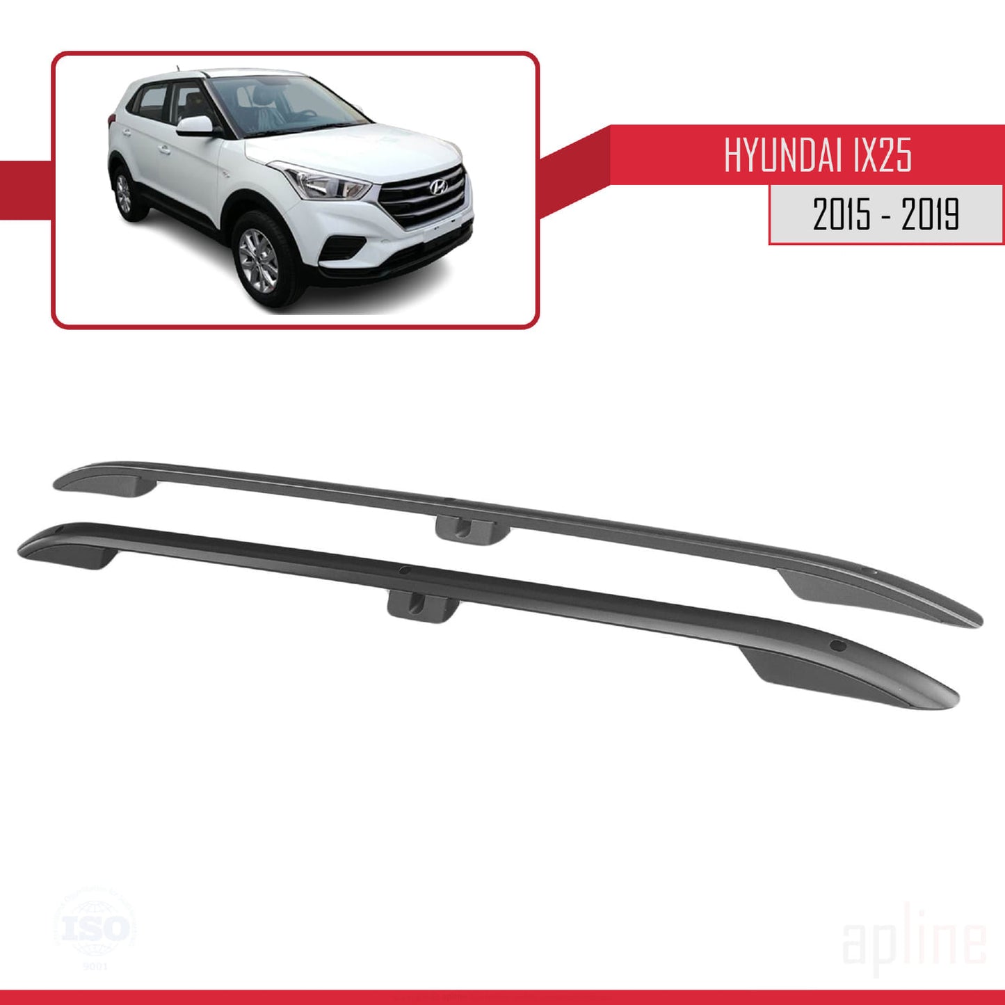 Kompatibel mit Hyundai ix25 2015-2019 (Kurzer Radstand L1/H1) Dachreling Dachträger Gepäckträger (Klebemodell) Schwarz